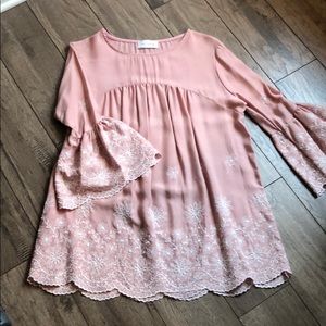 Bell Sleeve Lace Trim Blouse